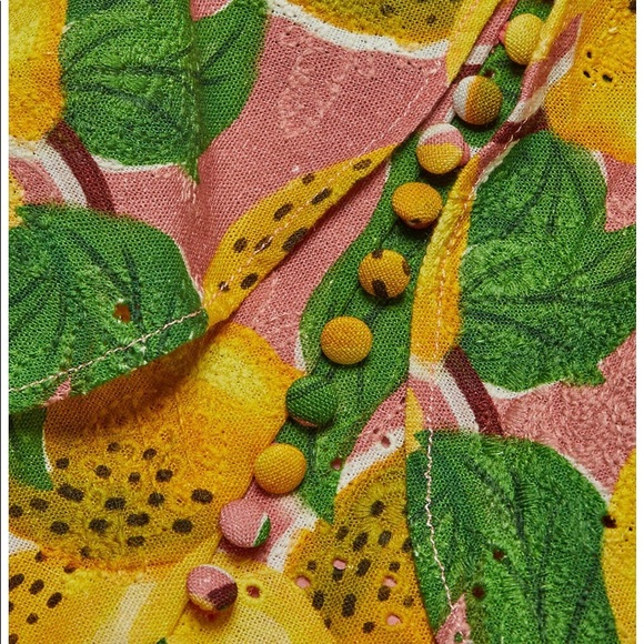 Farm rio lemon linen peplum midi dress xs NWT - Picture 4 of 5